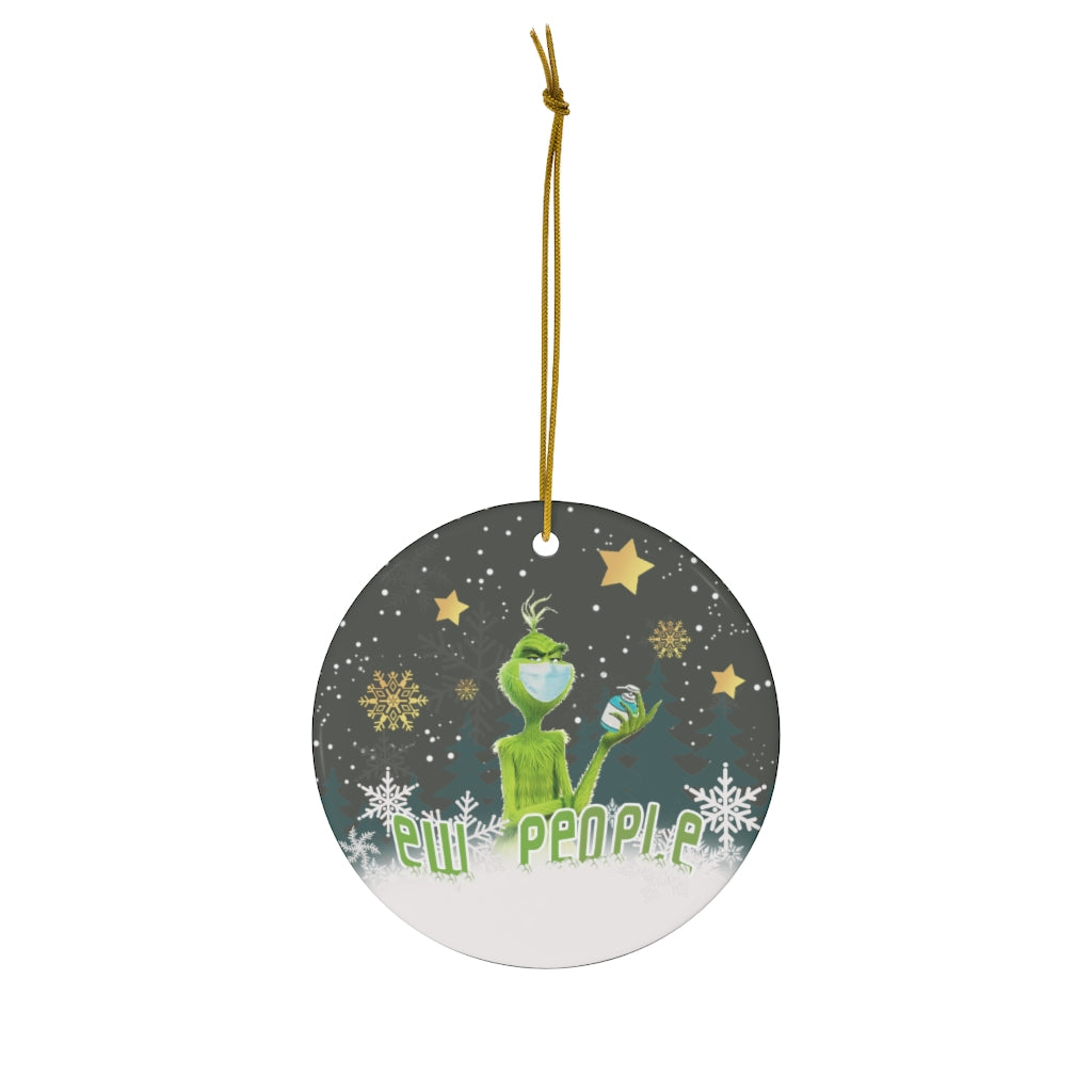 Decorations Ew People Grinch Covid Decorative Christmas Ornament – Holiday Flat Circle Porcelain Ceramic Ornament Decoration Gift