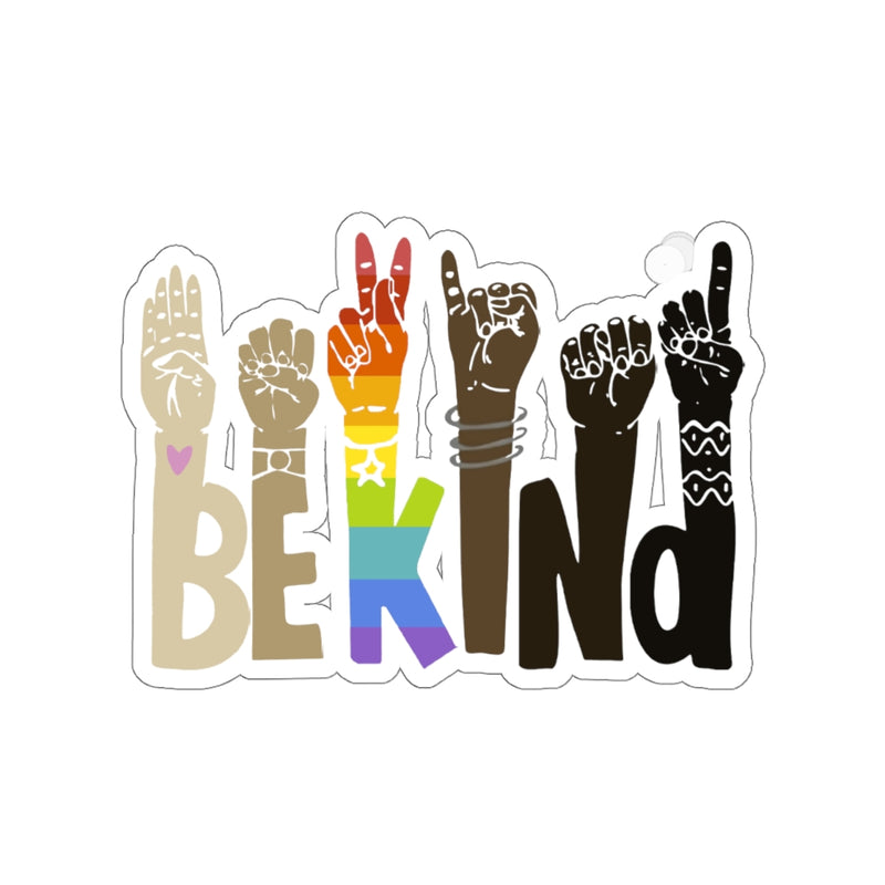 1 Pcs Sticker Decor Be Kind Sign Language Vinyl Waterproof Sticker Kindness Diversity Kiss-Cut Stickers | Pride | Rainbow | LGBTQ | Sticker size custom Sticker for Laptop Decal Wall Laptop Bumper Stic ASIN: B08XTG4MQZ