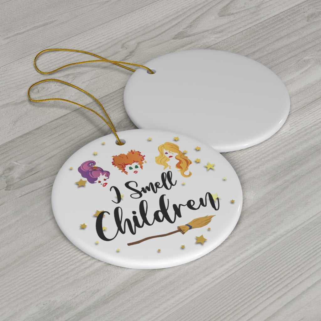 Cite Gifts I Smell Children Hocus Po-cus Witches Halloween Porcelain Ceramic Circle Ornament Gift Family & Friend Awesome On Birthday, Christmas, Wedding, Decor Home FIxx