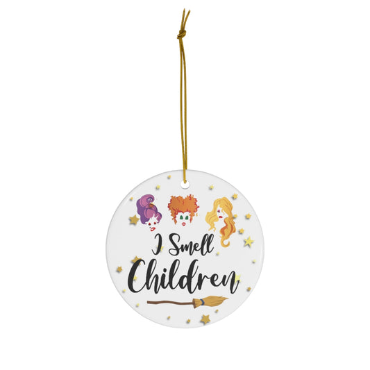 Cite Gifts I Smell Children Hocus Po-cus Witches Halloween Porcelain Ceramic Circle Ornament Gift Family & Friend Awesome On Birthday, Christmas, Wedding, Decor Home
