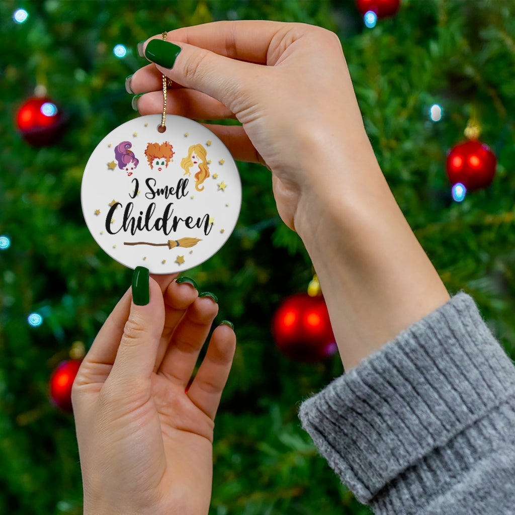 Cite Gifts I Smell Children Hocus Po-cus Witches Halloween Porcelain Ceramic Circle Ornament Gift Family & Friend Awesome On Birthday, Christmas, Wedding, Decor Home FIxx