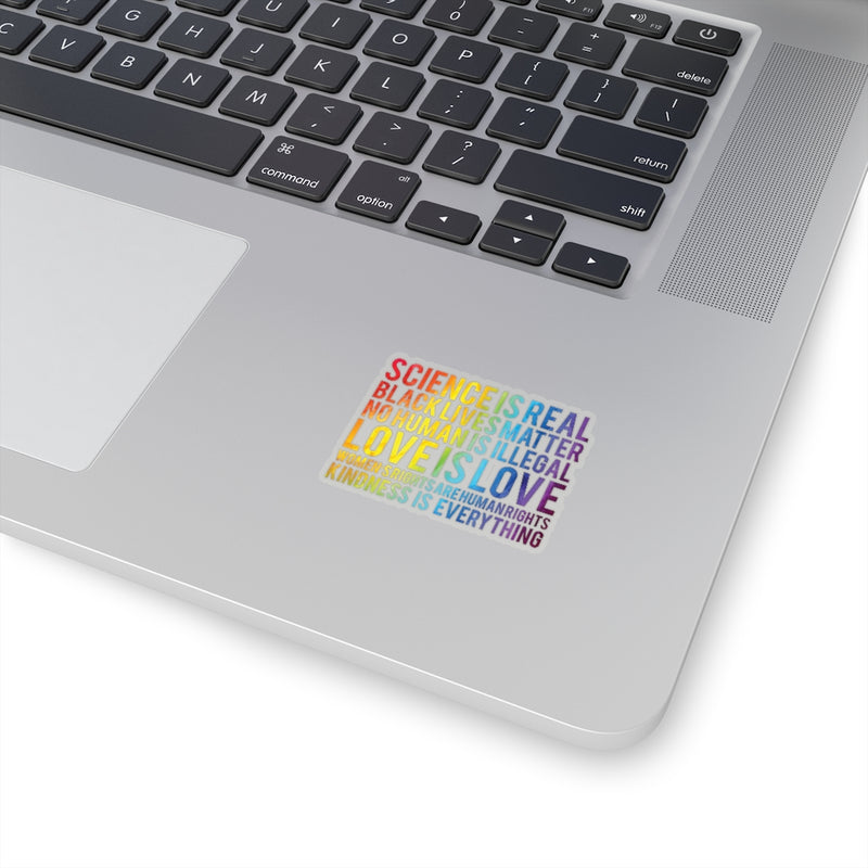 1 Pcs Sticker Decor Science is Real, Black Lives Matter Sticker, Stop Asian Hate Sticker, Equality Sticker, Pride Sticker Size Custom Sticker for Laptop Decal Wall Laptop Full Size