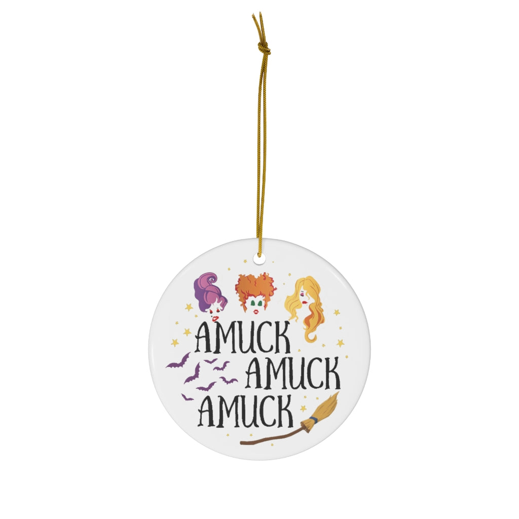 Cite Gifts Amuck Amuck Amuck Hocus Po-cus Witches Halloween Porcelain Ceramic Circle Ornament Gift Family & Friend Awesome On Birthday, Christmas, Wedding, Decor Home