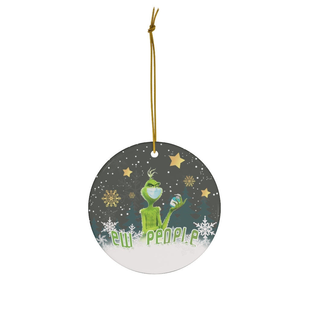 Decorations Ew People Grinch Covid Decorative Christmas Ornament – Holiday Flat Circle Porcelain Ceramic Ornament Decoration Gift