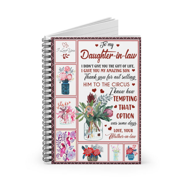 Spiral Notebook Gift Personalized to My Daughter in Law Love from Mother in Law- Fleece Blankets Best Birthday Gift On Birthday, Christmas, Ruled Line