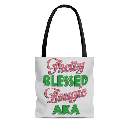 Motivational Quotes Pretty Blessed and Bougie AKA 1908 All Over Print Tote Bag - Shoulder Bag 13x13 Gifts for Women, Wife, Girlfriend On Christmas, Bi ASIN: B08L1MXQHQ