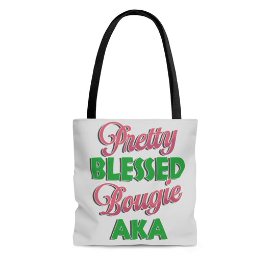 Motivational Quotes Pretty Blessed and Bougie AKA 1908 All Over Print Tote Bag - Shoulder Bag 13x13 Gifts for Women, Wife, Girlfriend On Christmas, Bi ASIN: B08L1MXQHQ
