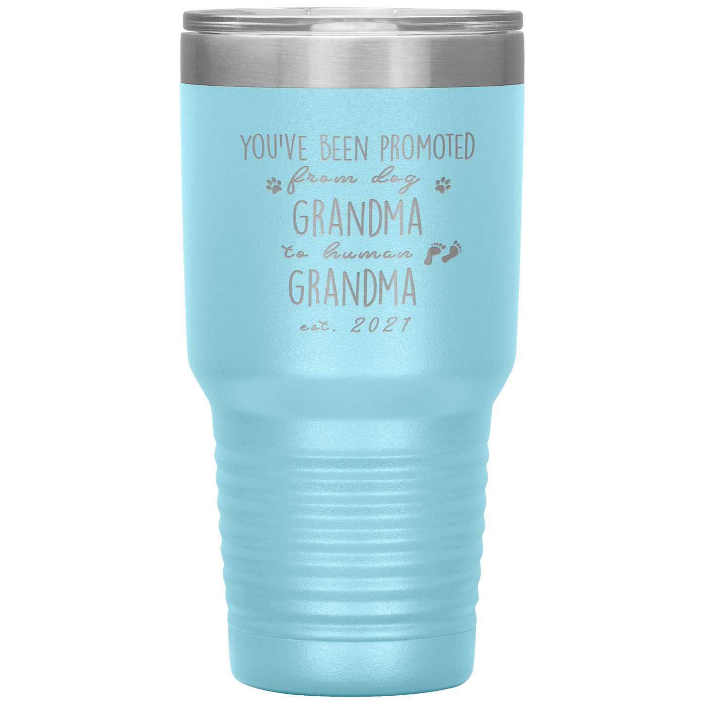 Perfect Personalized Pregnancy Announcement Tumbler For Grandparents Promoted From Dog Grandma To Human Grandma Laser Etched 30oz Stainless Steel Gifts Mug Durable color 7 ASIN: B08FDJ3ZM5