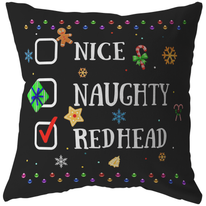 Meaningful Gifts Sofa Home Decor Nice Naughty Redhead Birthday, Family Pillow, Christmas Pillow, Decor Bedroom, Livingroom 16x16