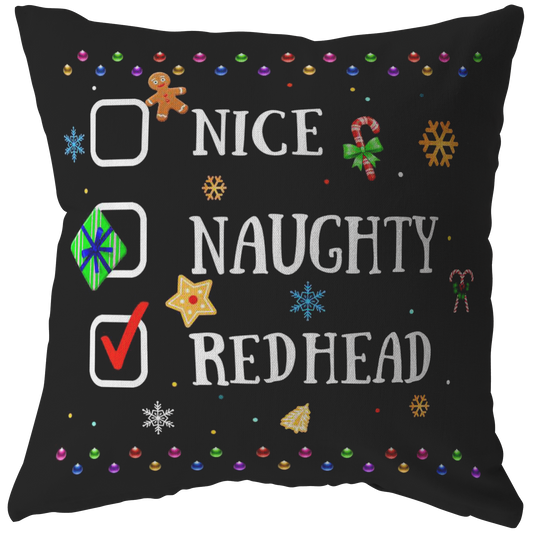 Meaningful Gifts Sofa Home Decor Nice Naughty Redhead Birthday, Family Pillow, Christmas Pillow, Decor Bedroom, Livingroom 16x16