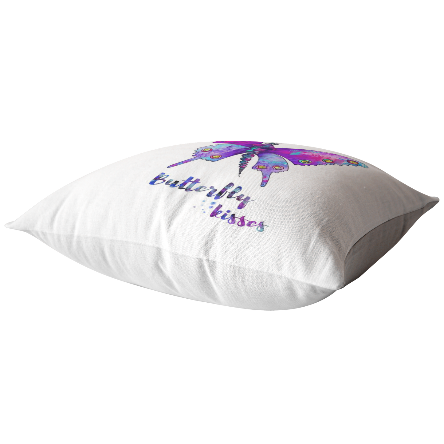 Meaningful Gifts Throw Pillow Rainbow Wishes, Butterfly Kisses Gift Family Unisex Awesome On Birthday, Decor Home Durable 16"x16" - Zip Cover with Insert ASIN: B08FXBJVZ3
