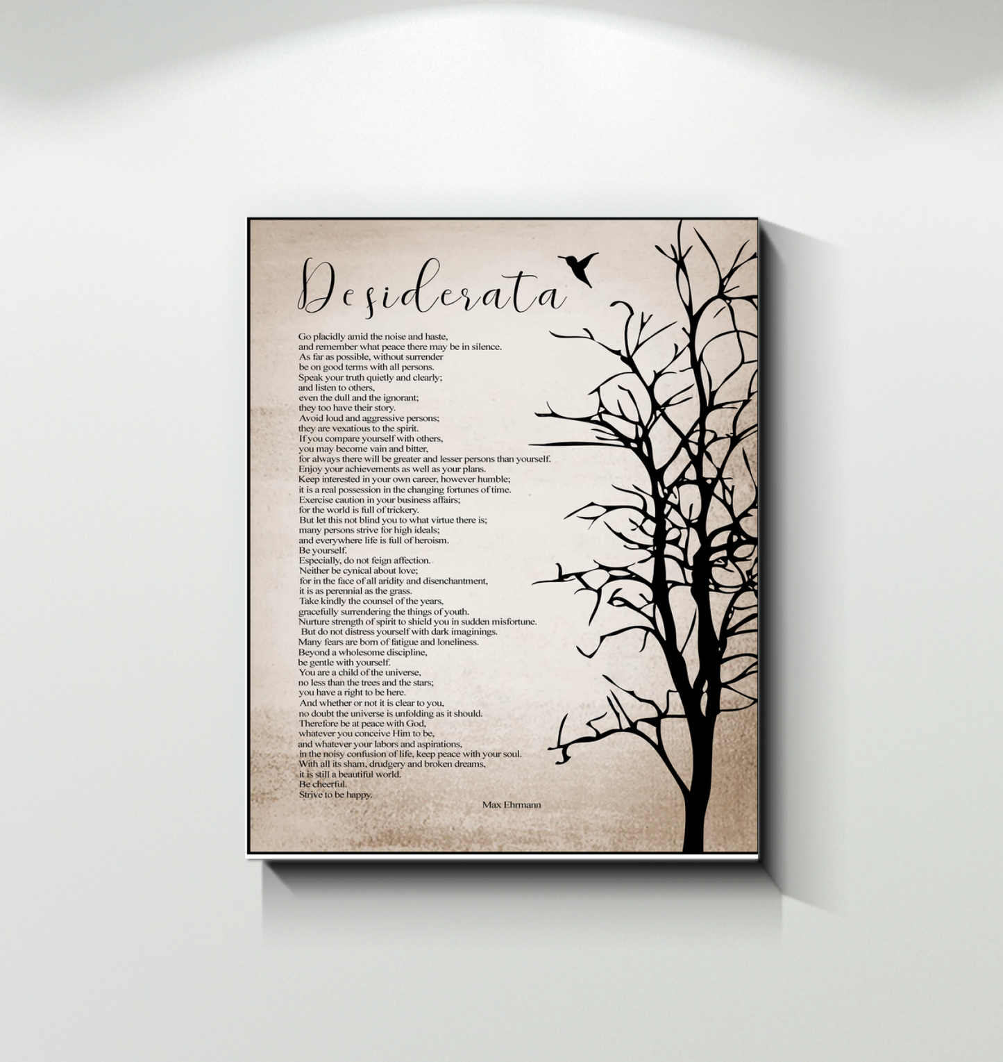 Desiderata Poem Minimalist Modern Wall Art Canvas Framed (16x20)