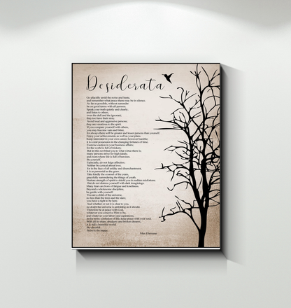 Desiderata Poem Minimalist Modern Wall Art Canvas Framed (16x20)