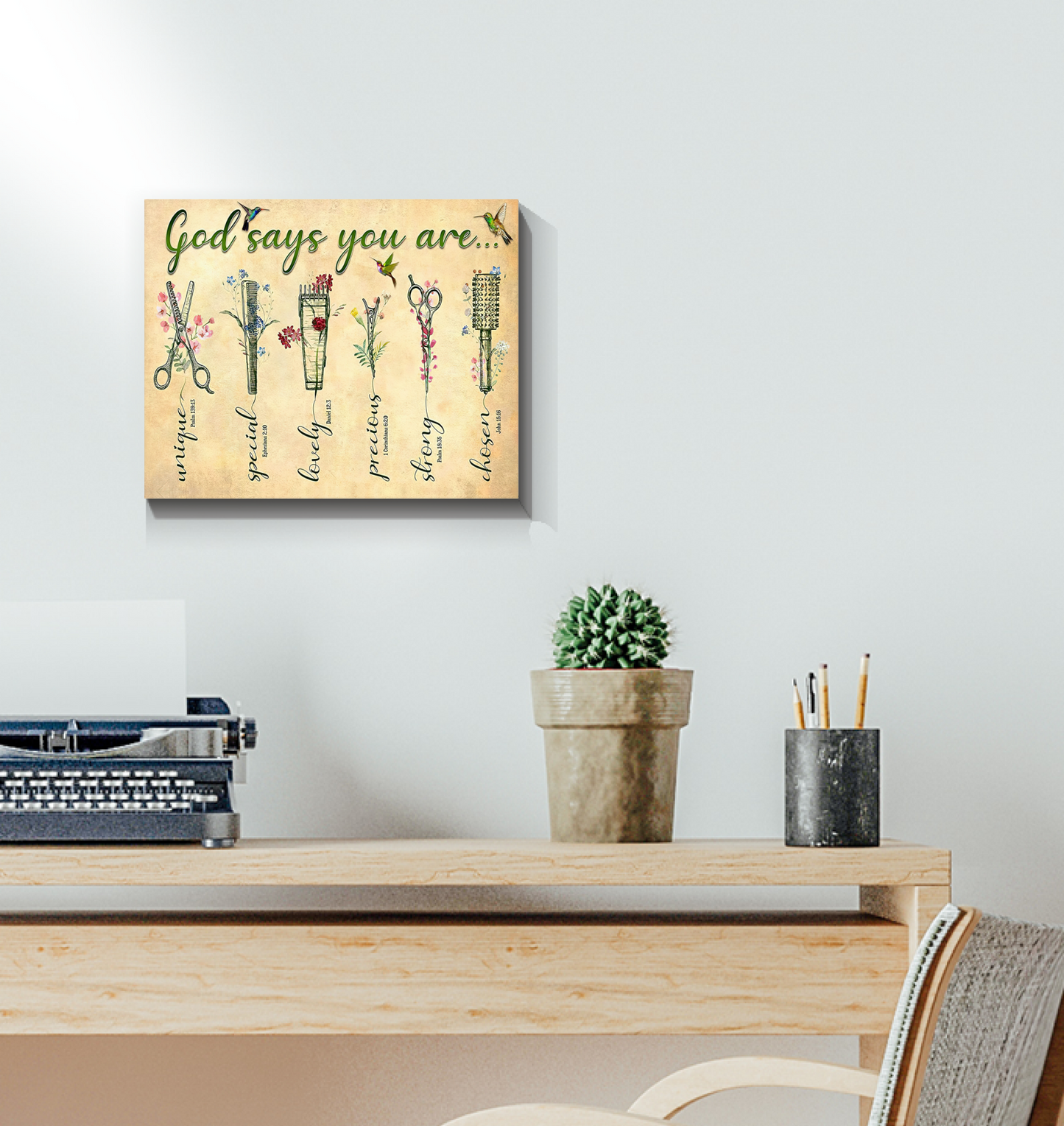 God Says You are Hairstylist Hair Salon - Home Canvas Framed Poster (14x11)