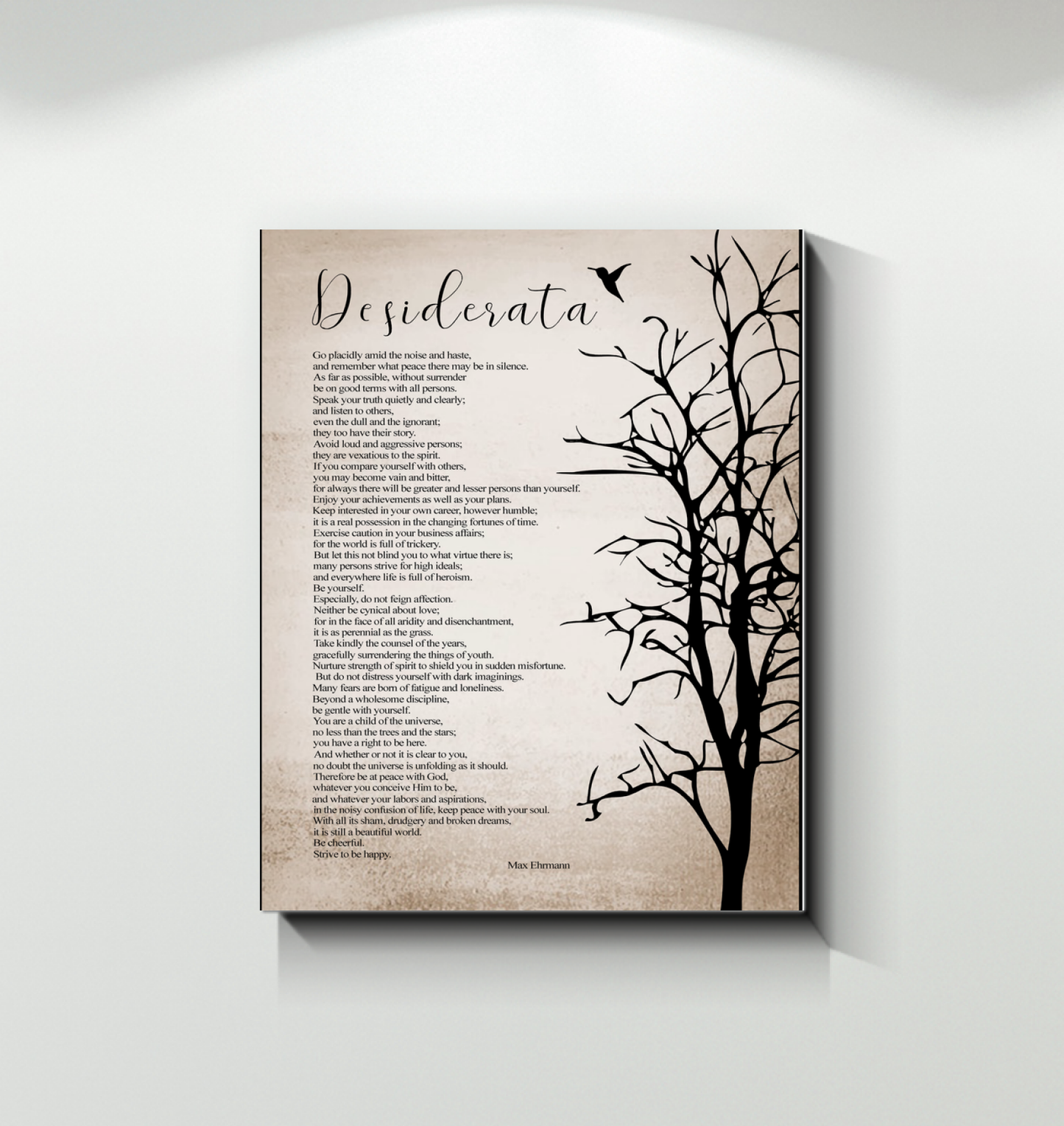 Desiderata Poem Minimalist Modern Wall Art Canvas Framed (11x14)