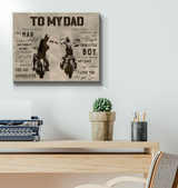 to My Dad Gift from Son Large Motorcycle Father's Day Retro Poster (Canvas Framed, 20x16)