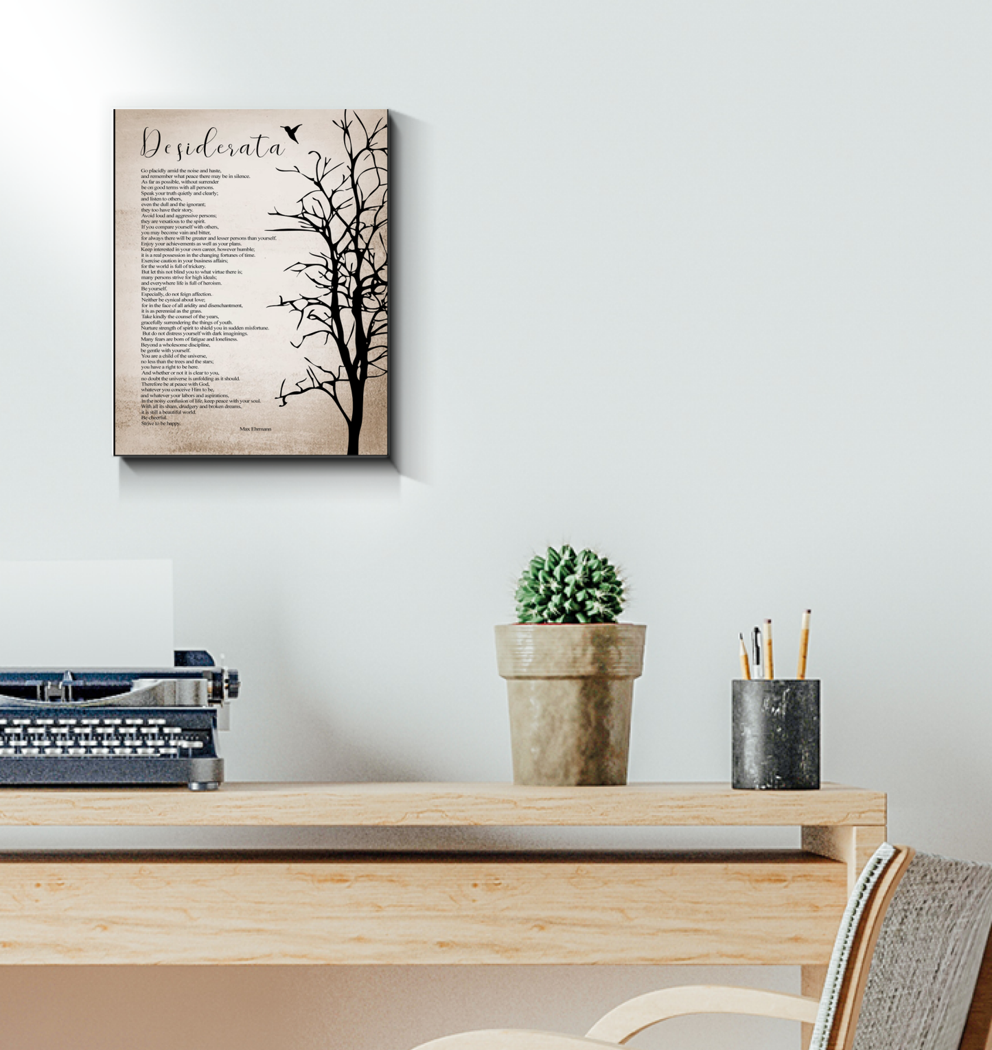 Desiderata Poem Minimalist Modern Wall Art Canvas Framed (11x14)