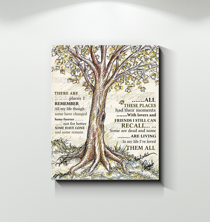 The Beatles in My Life Lyrics There are Places I Remember - Home Canvas Framed Poster (8x10)