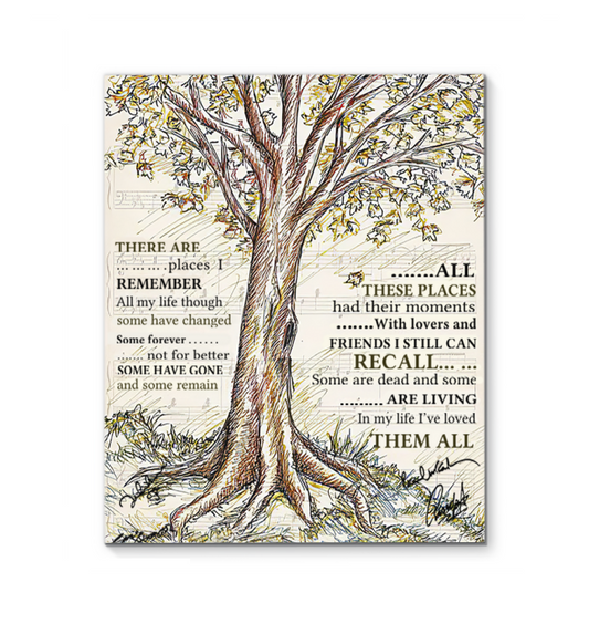 The Beatles in My Life Lyrics There are Places I Remember - Home Canvas Framed Poster (8x10)