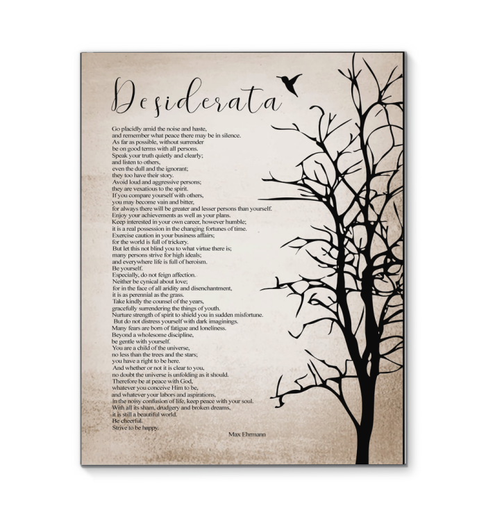Desiderata Poem Minimalist Modern Wall Art Canvas Framed (11x14)