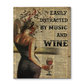 Girl Easily Distracted by Music and Wine Art Wall Poster (Canvas Framed, 16x20) (1) fixx