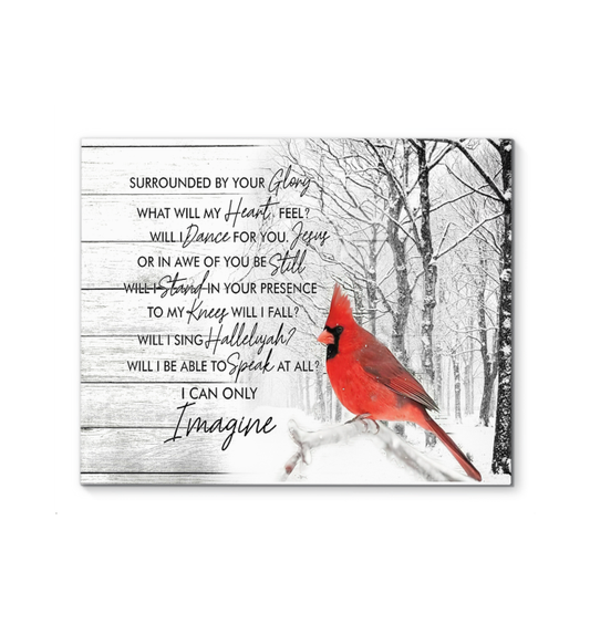 Cardinal I Can Only Imagine Poster Wall Decor (Canvas Framed, 20x16)