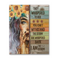 Native Girl She Whispered - Back I Am The Storm Sunflower Poster (Art Wall Canvas Framed Poster, 16x20)