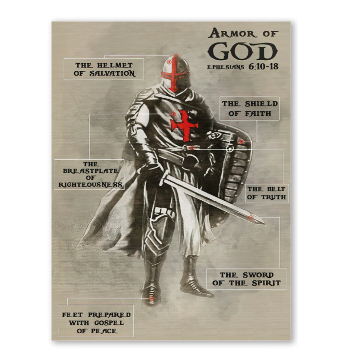 Knight Templar Poster - Armor of God Family Friend Gift Unisex, Awesome Birthday Perfect Happy Birthday Gift Decor Bedroom, Living Room Print