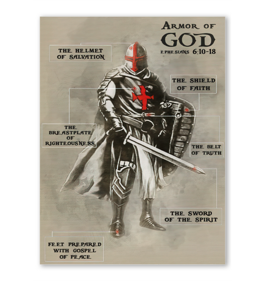 Knight Templar Poster - Armor of God Family Friend Gift Unisex, Awesome Birthday Perfect Happy Birthday Gift Decor Bedroom, Living Room Print
