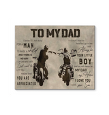 to My Dad Gift from Son Large Motorcycle Father's Day Retro Poster (Canvas Framed, 20x16)