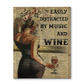 Girl Easily Distracted by Music and Wine Art Wall Poster (Canvas Framed, 16x20) copy