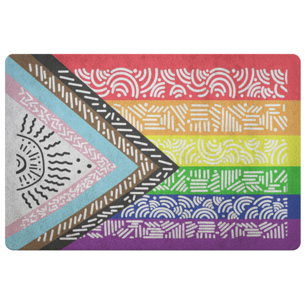 Doormat modern Progress Pride Doormat, Lgbt Doormat, Lgbt Rainbow Flag Doormat, Love is Love, LGBT Pride Doormat, Welcome Mat, LGBT Gift, LGBT Home Decor size 26x18 Gifts for Mom, Girlfriend, Dad, Fixxxx