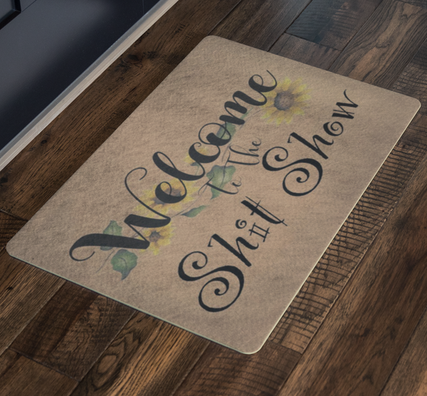 Mats Funny Welcome Sunflower Doormat, Welcome Doormat, Doormat, Home Doormat, Welcome to the Shit Show Doormat, Floral Doormat Gifts for Mom, Girlfriend, Dad, Wife Home On Christmas, Holiday, Birthday